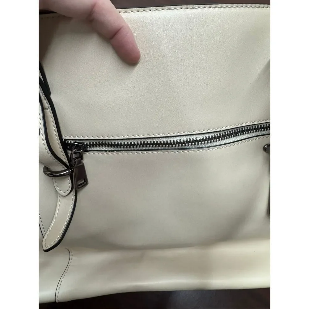 Mosiso PU Leather Beige Laptop Bag with Handles and Shoulder Strap